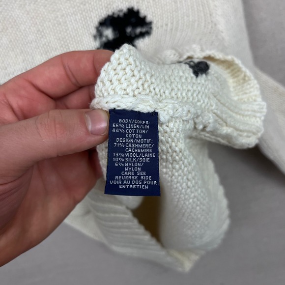 Vintage Ralph Lauren Sport Womens White Knit Dog Graphic Sweater RL Logo Size L - Picture 7 of 13